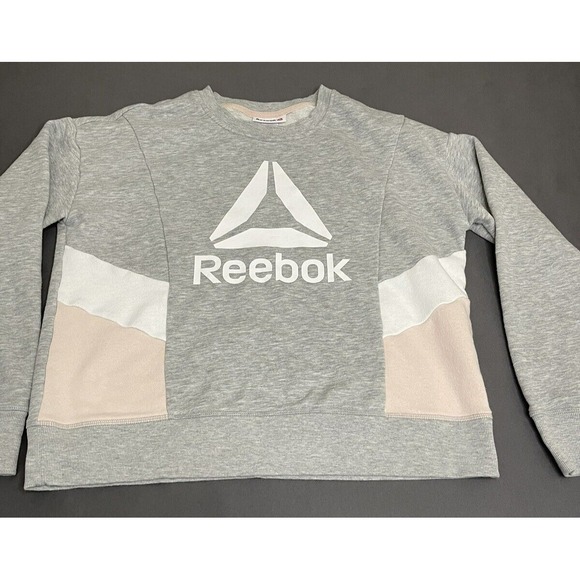 Reebok Sweater Womens Medium Gray Outdoors Sweatshirt Logo - Picture 4 of 11